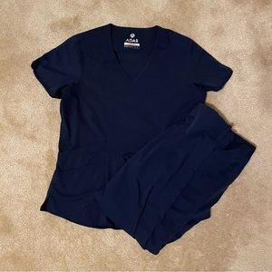 Adar Pro Core Classic Scrub Set, Navy V-Neck, Large